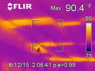 Thermal imaging scan showing insulation gaps in attic space of a Colorado mountain home